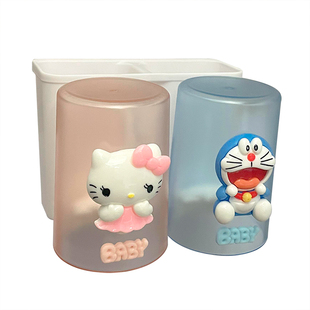 免打孔壁挂式收纳沥水可爱情侣牙刷架卡通刷牙杯漱口杯套装置物架