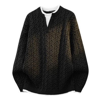 秋冬复古麻花假两件上衣