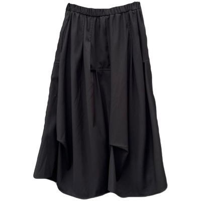 小众暗黑纯色捏褶设计感半身裙