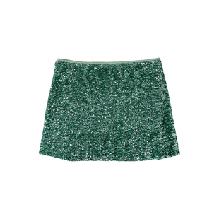 晶咕黑标JGGU辣妹风亮闪珠片松紧半裙女夏季高腰显瘦短款裙子