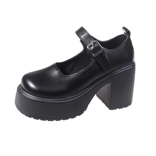 黑色防滑小皮鞋高跟玛丽珍鞋女2025春秋季新款学院风jk鞋制服单鞋