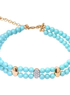 明星同款 RuedesMille意大利原创绿松石双层手串女百搭情侣手链