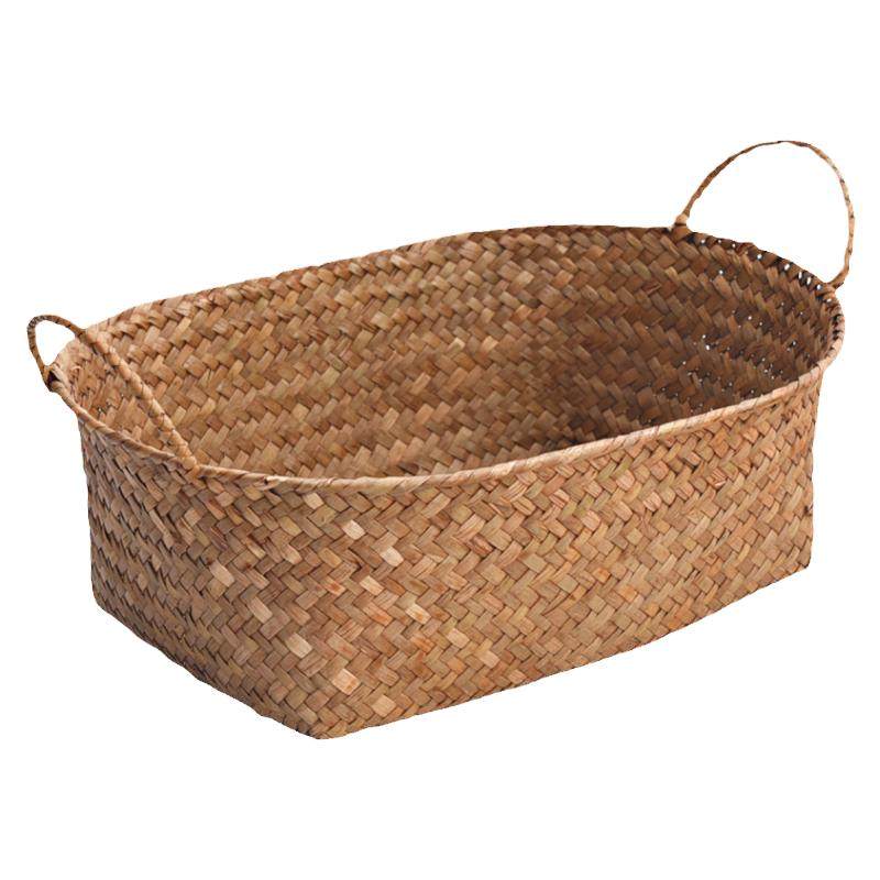 海草收纳篮水果篮子日式姜蒜筐草编篮鸡蛋筐收纳竹编篮果盘置物篮