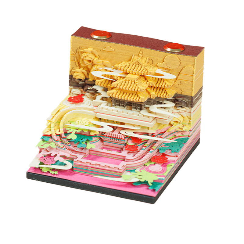 3d立体纸雕日历便签手撕便签纸台历洛阳牡丹花会盲盒建筑创意文创