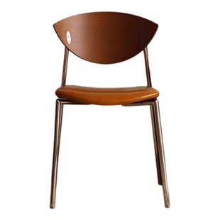 中古实木家用餐椅轻奢飞鸟椅休闲咖啡厅餐桌椅子设计师铁艺靠背椅