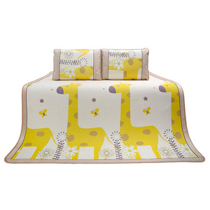 订做儿童卡通凉席0.9印花冰丝席精品御藤席三件套加厚双面席1.5米