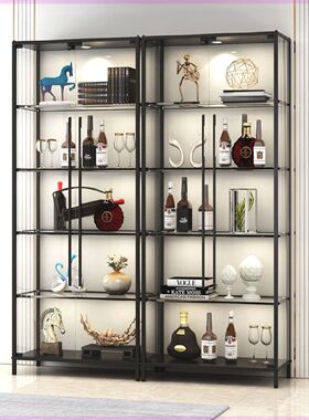 现代简约双门玻璃酒柜餐厅靠墙小酒柜子客厅家用轻奢红酒柜展示柜