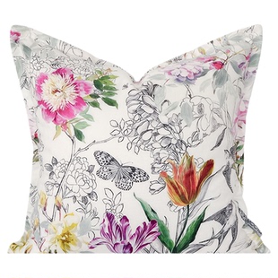 目野「里约花踪」法式红色抱枕复古高级羊毛渐变靠枕沙发客厅轻奢