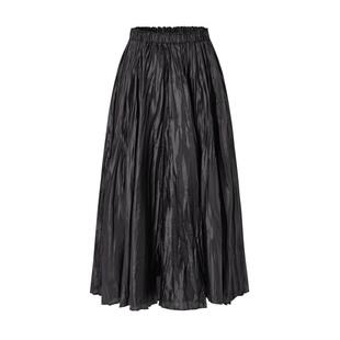 商场同款 摩萨克冬法式A型黑色褶皱长款半身裙中长裙女