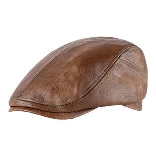 中老年人帽子男秋冬爸爸爷爷保暖PU皮帽加绒老人老头前进帽鸭舌帽