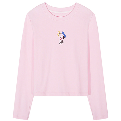 落落狷介白色长袖刺绣T恤女