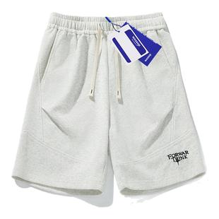 WASSUP潮牌米灰色短裤男女夏季2025新款宽松运动美式休闲五分裤子