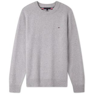 Tommy秋冬男装羊毛羊绒混纺休闲纯色圆领内搭打底衫针织衫毛衣