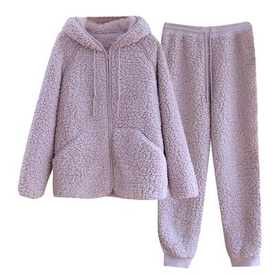 情侣羊羔绒连帽可外穿家居服