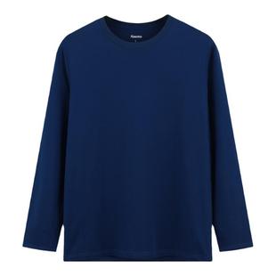 埃森图棉质纯色T恤 男圆领长袖体恤保暖舒适透气 打底衫不变形