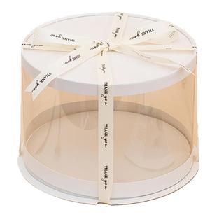 新款圆形生日蛋糕盒子包装盒6 8 10 12寸双层纸质加高烘焙定制