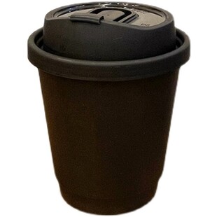 一次性黑色双层350ml咖啡奶茶纸杯加厚热饮中空防烫隔热带盖商用