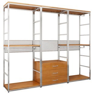 金属衣柜洞洞板实木2026新款爆款卧室家用铁艺钢架结构定制衣帽间