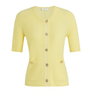 VogoPetite新款羊绒羊毛小香风微透针织毛衣短袖开衫上衣女百搭