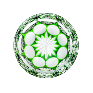 江户切子翡翠绿水晶玻璃杯小酒杯手工刻花品茗杯日式清酒杯烈酒杯