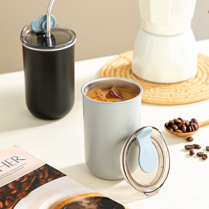 高颜值保温杯女学生儿童杯子不锈钢304水杯带吸管咖啡杯牛奶便携