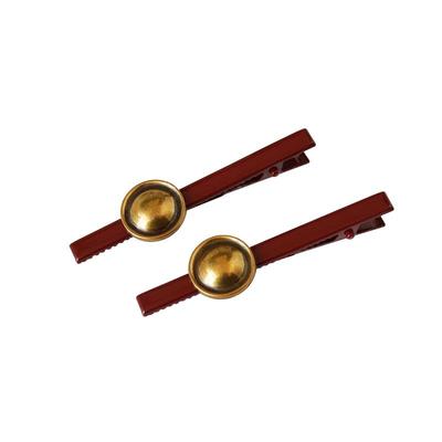 复古红色发夹鸭嘴夹金属纽扣日韩