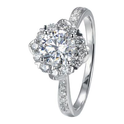 蒂芙星钻18K金铂金PT950培育钻石河南人工人造钻石灿若星辰钻戒