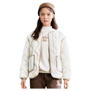 巴拉巴拉女童短款羽绒服中大童轻薄外套儿童白色上衣冬装新款童装