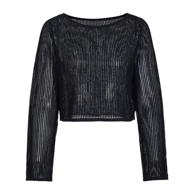 婉甸2026夏季新品白色/黑色镂空针织毛织套头衫短上衣1252W05RS1