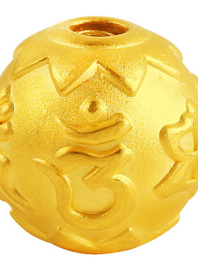 3D硬金莲花六字真言转运珠手串手链黄金隔珠足金999男女金饰品