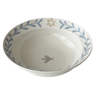 穆尼 原创草帽碗陶瓷碗文艺清新春信飞鸟甜水酸奶碗意面碗沙拉碗
