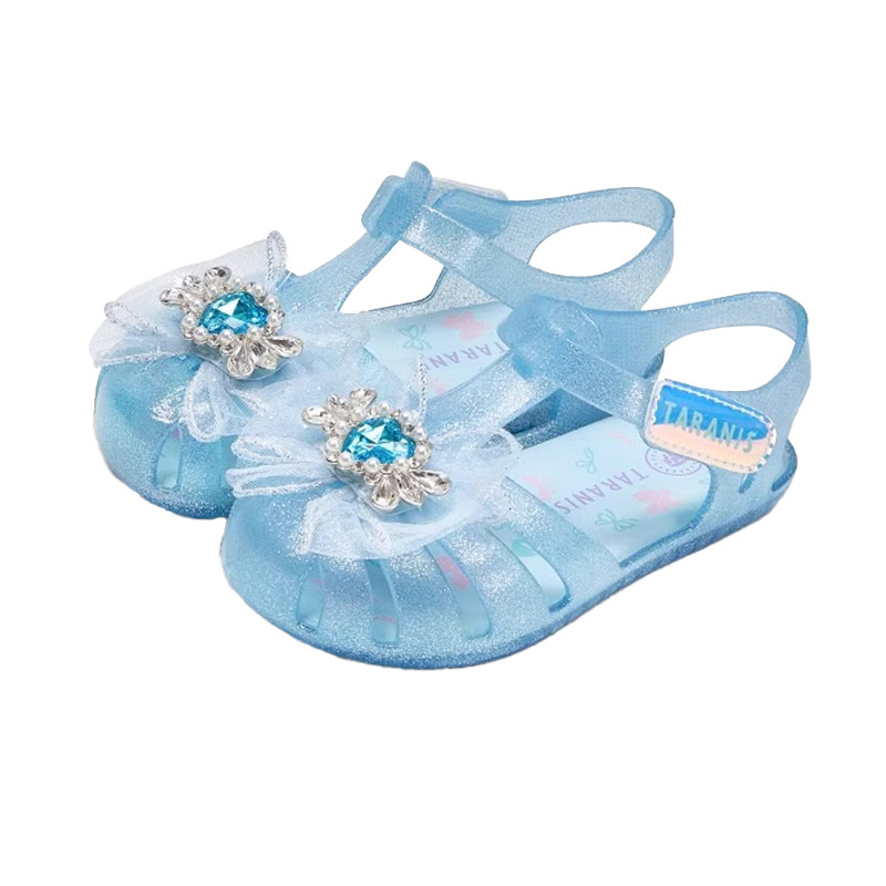 泰兰尼斯公主闪灯水晶果冻凉鞋女童粉色软底