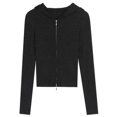 inlife轻奢连帽拉链针织开衫