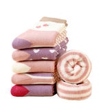 女童袜子秋冬季纯棉加绒加厚毛圈棉袜女孩中大童中筒儿童袜子冬款