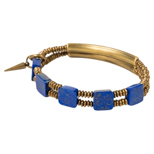 非鱼之家原创设计青金石手链男 复古潮流铜饰手排 个性百搭手串女