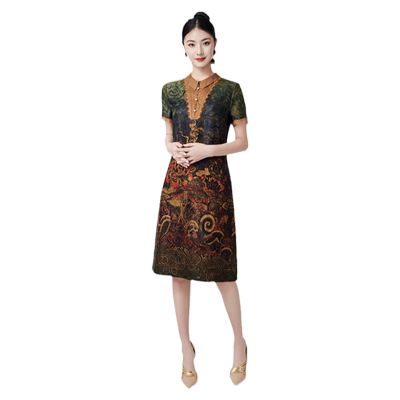 乔万尼桑蚕丝香云纱连衣裙重磅26mm真丝复古气质高级感ET2E280