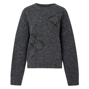 BCBG冬女装设计感时尚百搭经典Logo提花亮片装饰套头针织毛衣