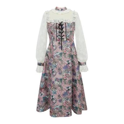 LULUALWAYS法式蕾丝提花连衣裙