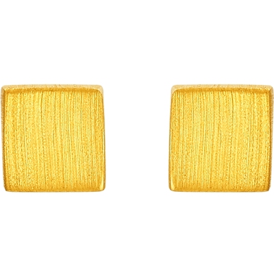 潮宏基养耳小方糖足金耳钉空心黄金养耳高级闺蜜计价生日礼物