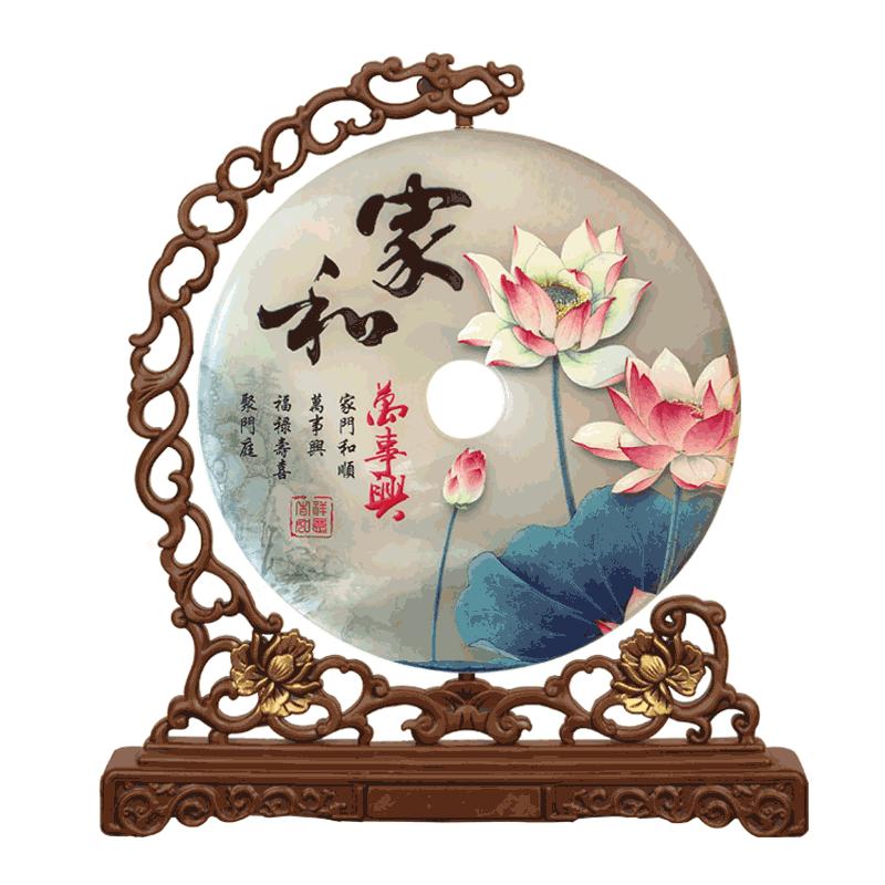 玉石平安扣摆件乔迁装饰品客厅