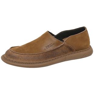 公牛世家皮鞋男士冬季透气商务真皮男鞋休闲一脚蹬软底乐福豆豆鞋