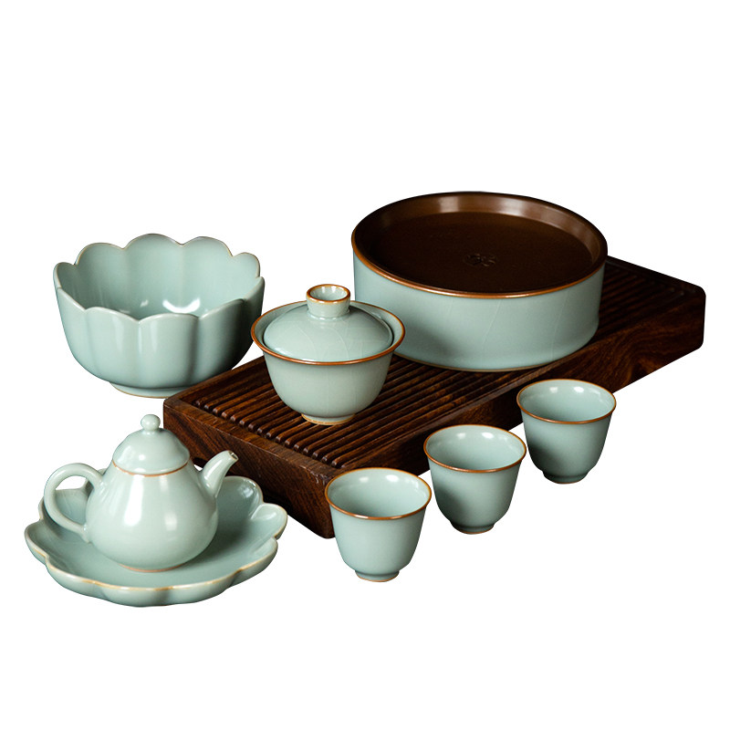 善窑厂功夫茶具汝瓷手工高温原矿