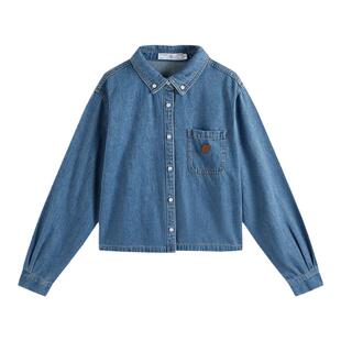 Fun商场同款时尚牛仔宽松版牛仔衬衫FMC443A0L