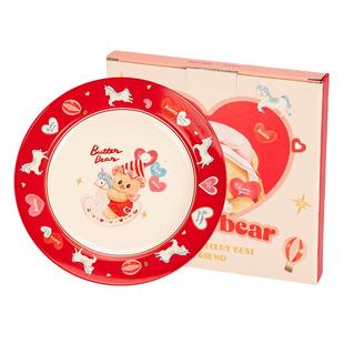 【摩登主妇&黄油小熊】釉下彩餐具碗盘子红色马年本命年新年礼物