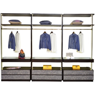 新中式衣柜实木家用卧室超大容量全屋定制开放式组合木质无门衣橱