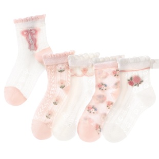 女童袜子春秋纯色儿童无骨棉袜女宝宝秋冬季女孩中高筒小孩公主袜