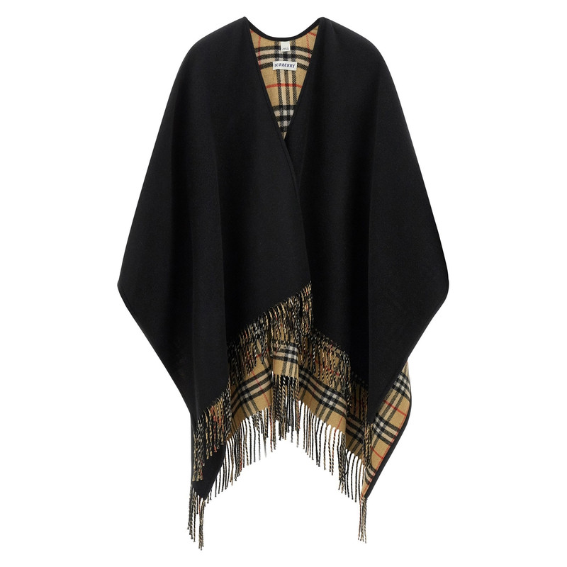 BURBERRY 博柏利女士黑色羊毛双面穿斗篷26秋冬8122804意大利代购