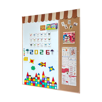 磁吸木框白板软木板儿童绘画组合