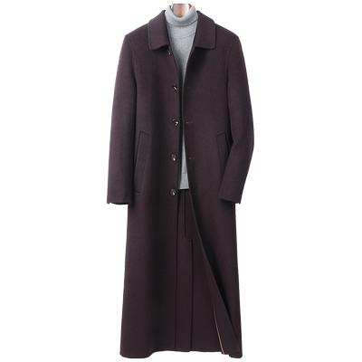 超长羊毛毛呢大衣长款双面呢过膝