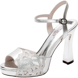 仙女风高跟凉鞋防水台女式真皮镂空夏季33小码礼服2025粗跟鱼嘴鞋